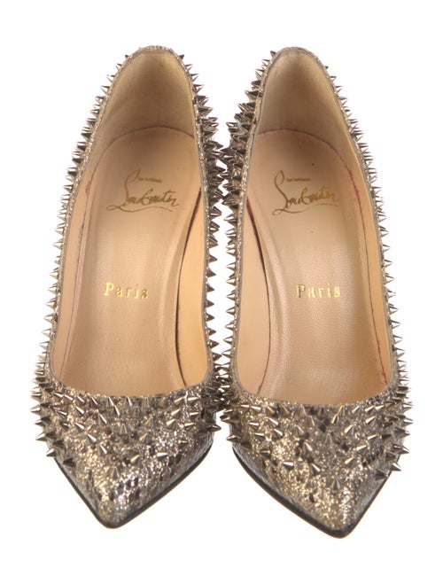 Christian Louboutin Spike Accents Glitter Pumps