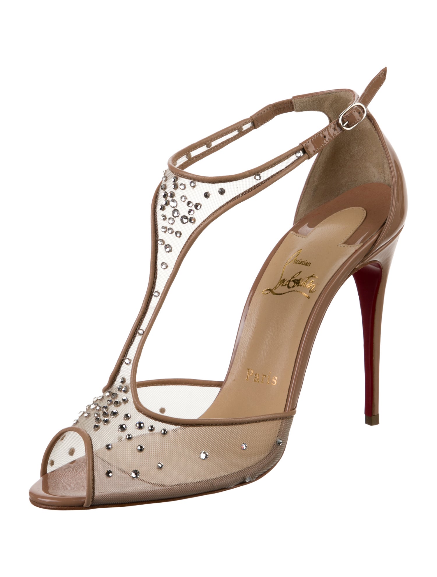 Christian Louboutin Mesh Mesh Accents T-Strap Pumps