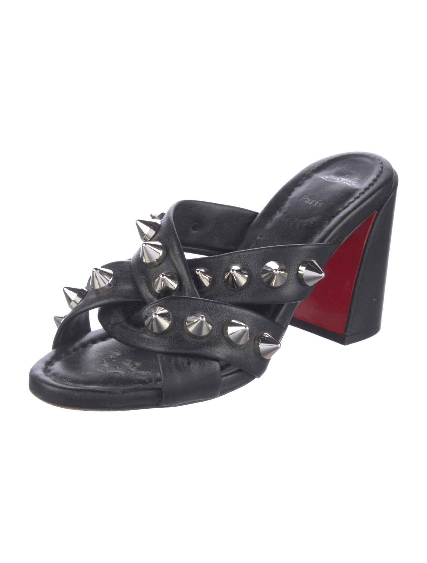Christian Louboutin Spike Accents Leather Slides