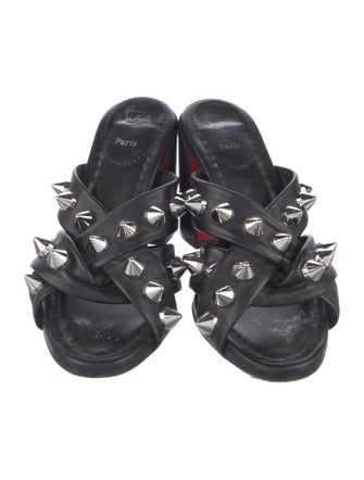 Christian Louboutin Spike Accents Leather Slides