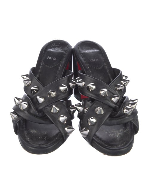 Christian Louboutin Spike Accents Leather Slides