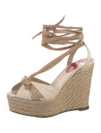 Christian Louboutin Jute Bow Accents Espadrilles