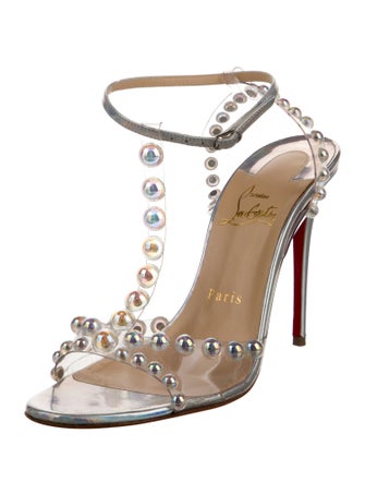 Christian Louboutin PVC Beaded Accents T-Strap Sandals