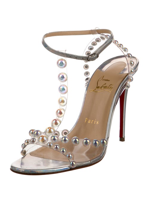 Christian Louboutin PVC Beaded Accents T-Strap Sandals