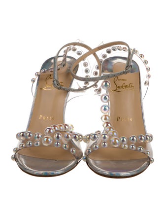 Christian Louboutin PVC Beaded Accents T-Strap Sandals