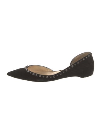 Christian Louboutin Spike Accents Suede D'Orsay Flats