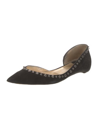 Christian Louboutin Spike Accents Suede D'Orsay Flats