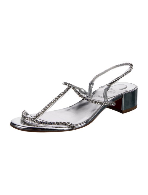 Christian Louboutin Leather Crystal Embellishments T-Strap Sandals