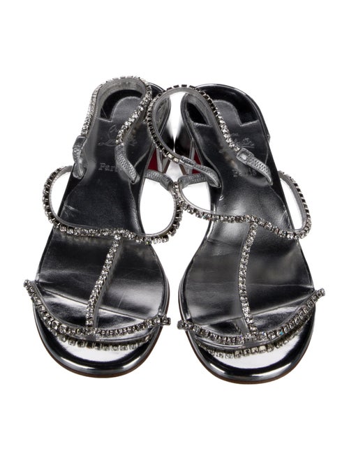 Christian Louboutin Leather Crystal Embellishments T-Strap Sandals