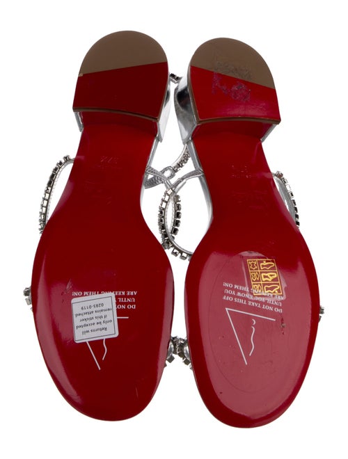 Christian Louboutin Leather Crystal Embellishments T-Strap Sandals