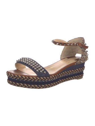 Christian Louboutin Spike Accents Denim Espadrilles