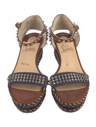 Christian Louboutin Spike Accents Denim Espadrilles