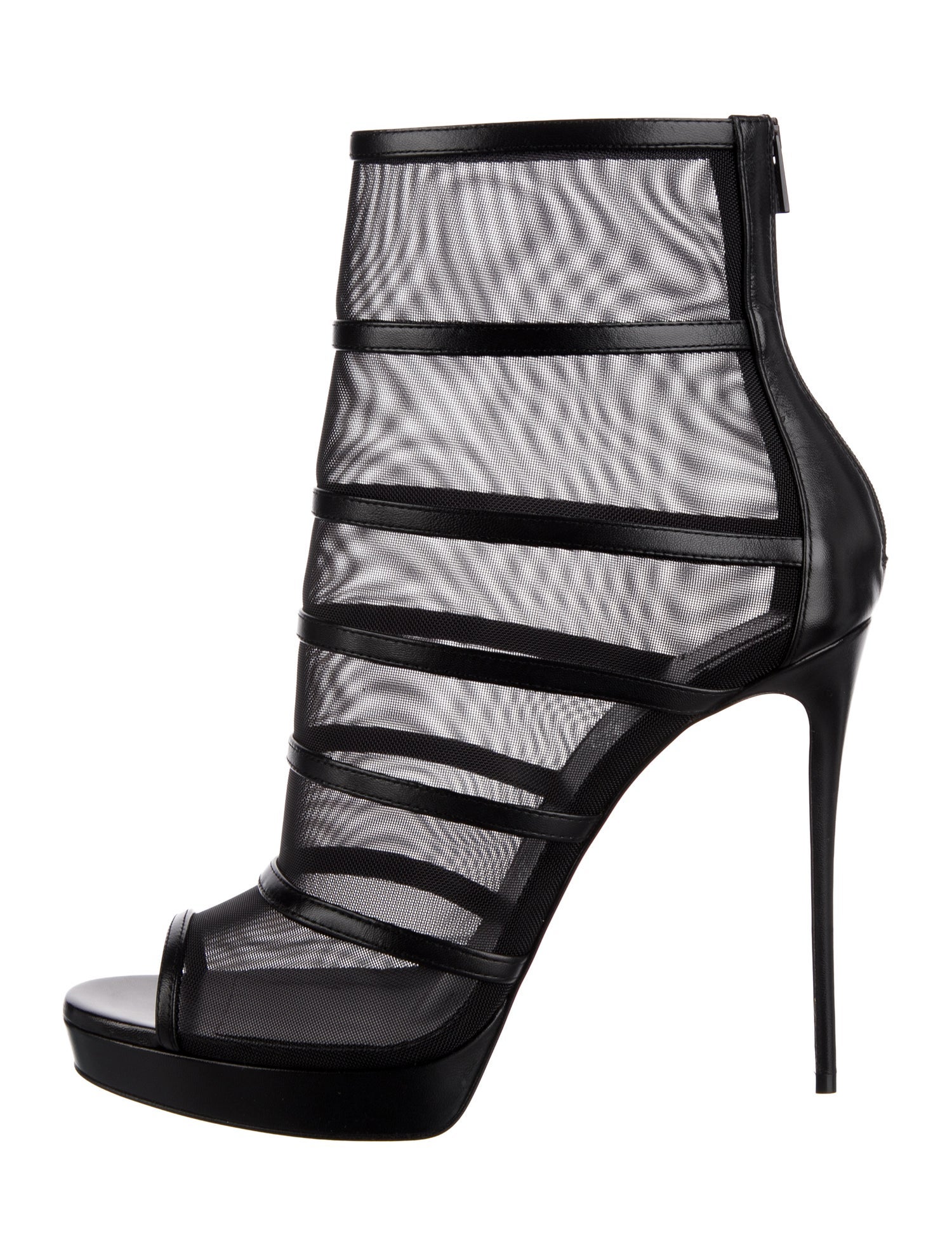 Christian Louboutin Mesh Leather Trim Embellishment Gladiator Sandals