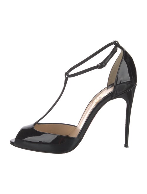 Christian Louboutin Patent Leather Cutout Accent T-Strap Pumps