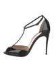 Christian Louboutin Patent Leather Cutout Accent T-Strap Pumps