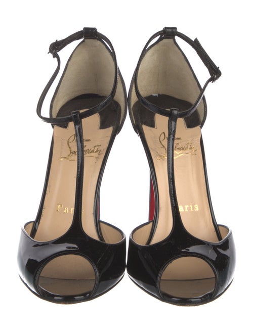 Christian Louboutin Patent Leather Cutout Accent T-Strap Pumps