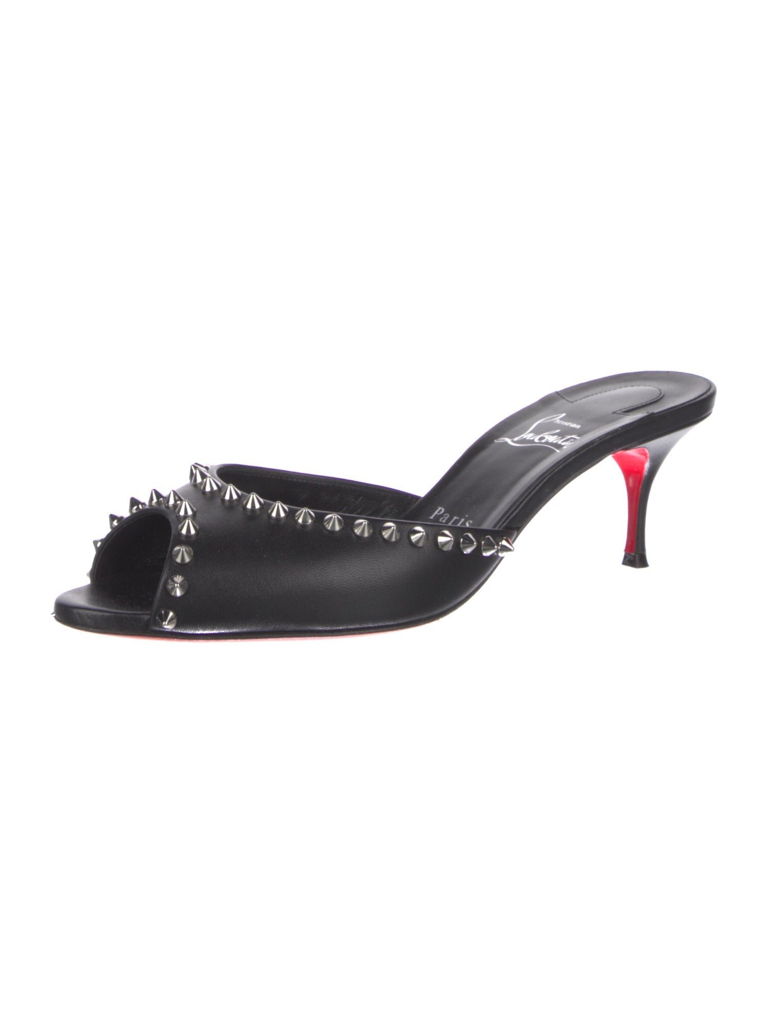 Christian Louboutin Spike Accents Leather Slides