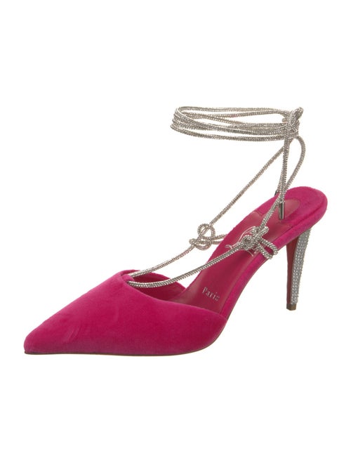 Christian Louboutin Velvet Crystal Embellishments Slingback Pumps