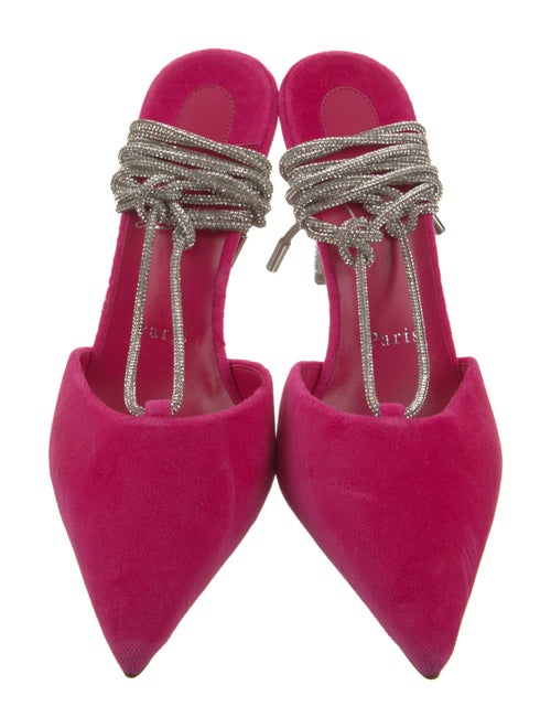 Christian Louboutin Velvet Crystal Embellishments Slingback Pumps