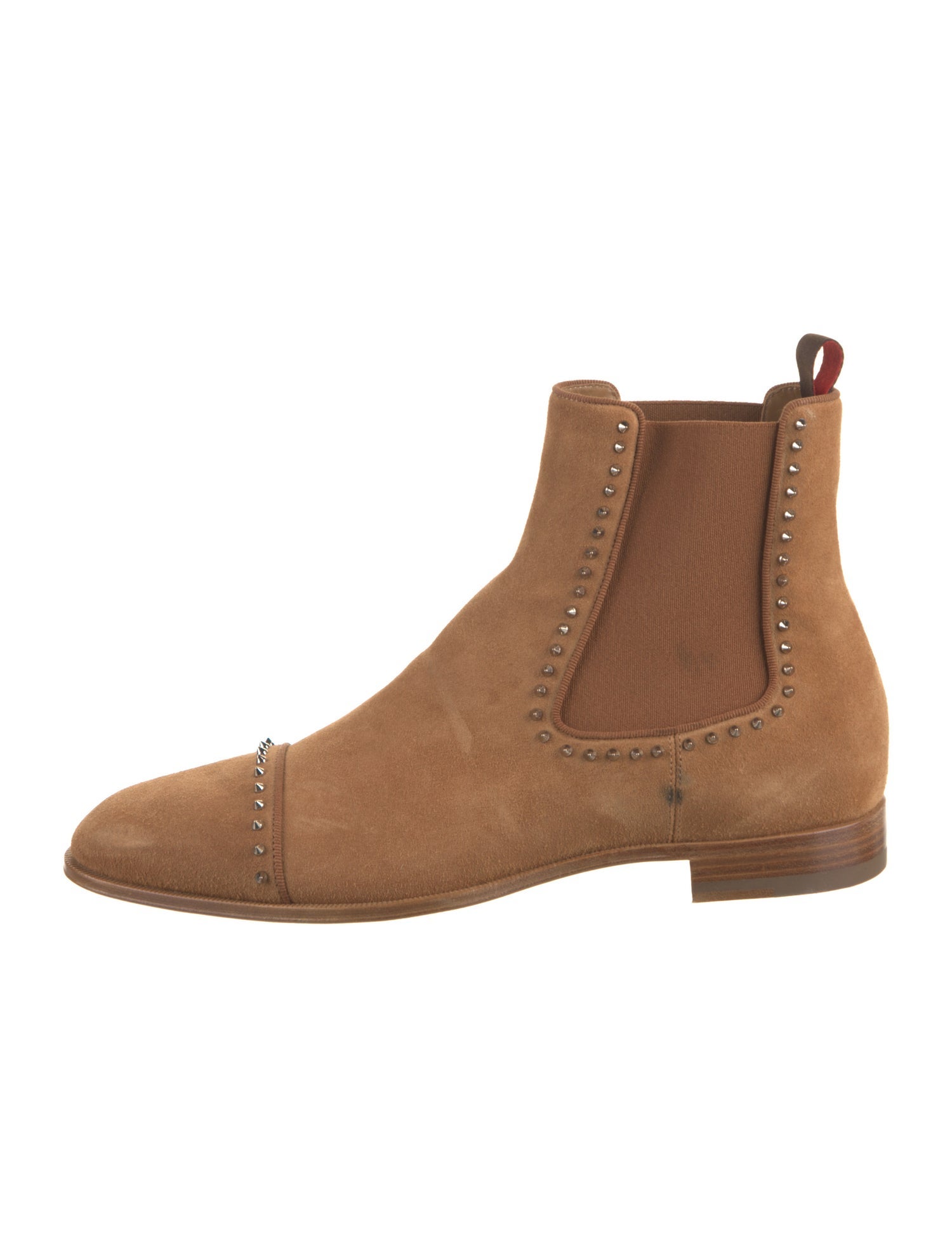 Christian Louboutin Suede Studded Accents Chelsea Boots