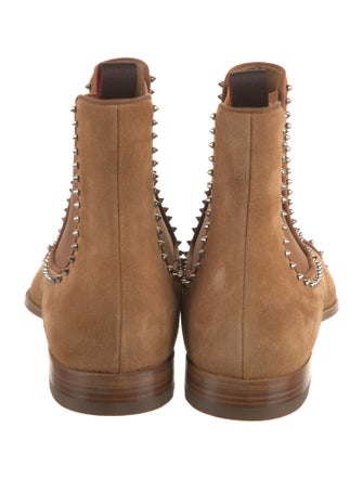 Christian Louboutin Suede Studded Accents Chelsea Boots