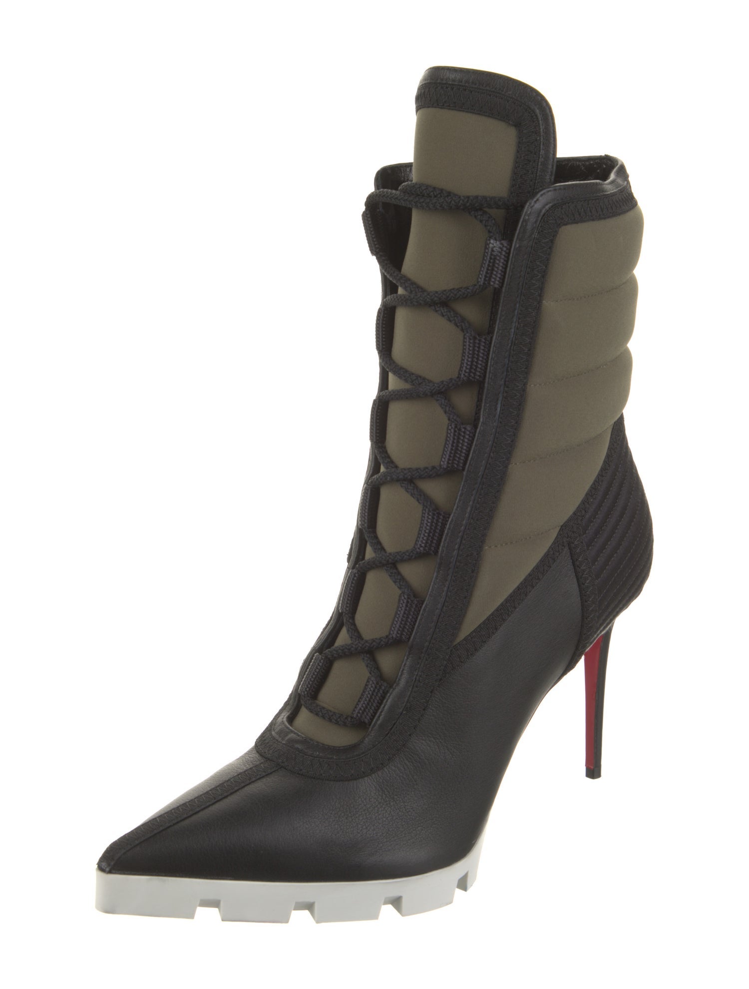 Christian Louboutin Colorblock Pattern Lace-Up Boots