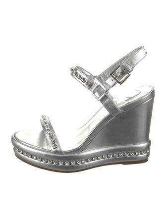 Christian Louboutin Leather Crystal Embellishments Slingback Sandals