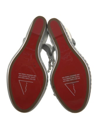 Christian Louboutin Leather Crystal Embellishments Slingback Sandals