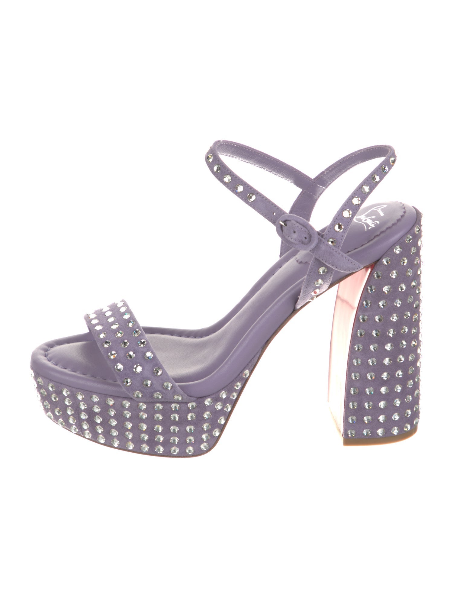 Christian Louboutin Suede Crystal Embellishments Sandals