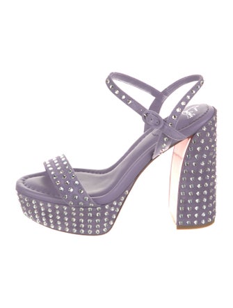 Christian Louboutin Suede Crystal Embellishments Sandals