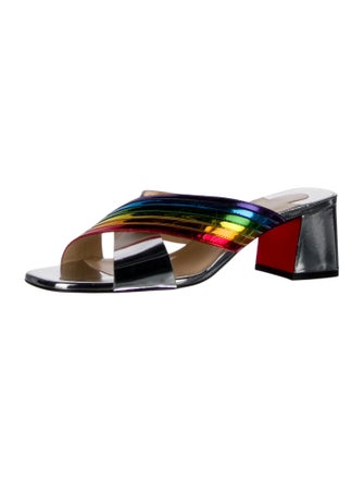 Christian Louboutin Leather Colorblock Pattern Slides