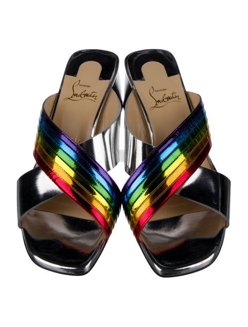 Christian Louboutin Leather Colorblock Pattern Slides