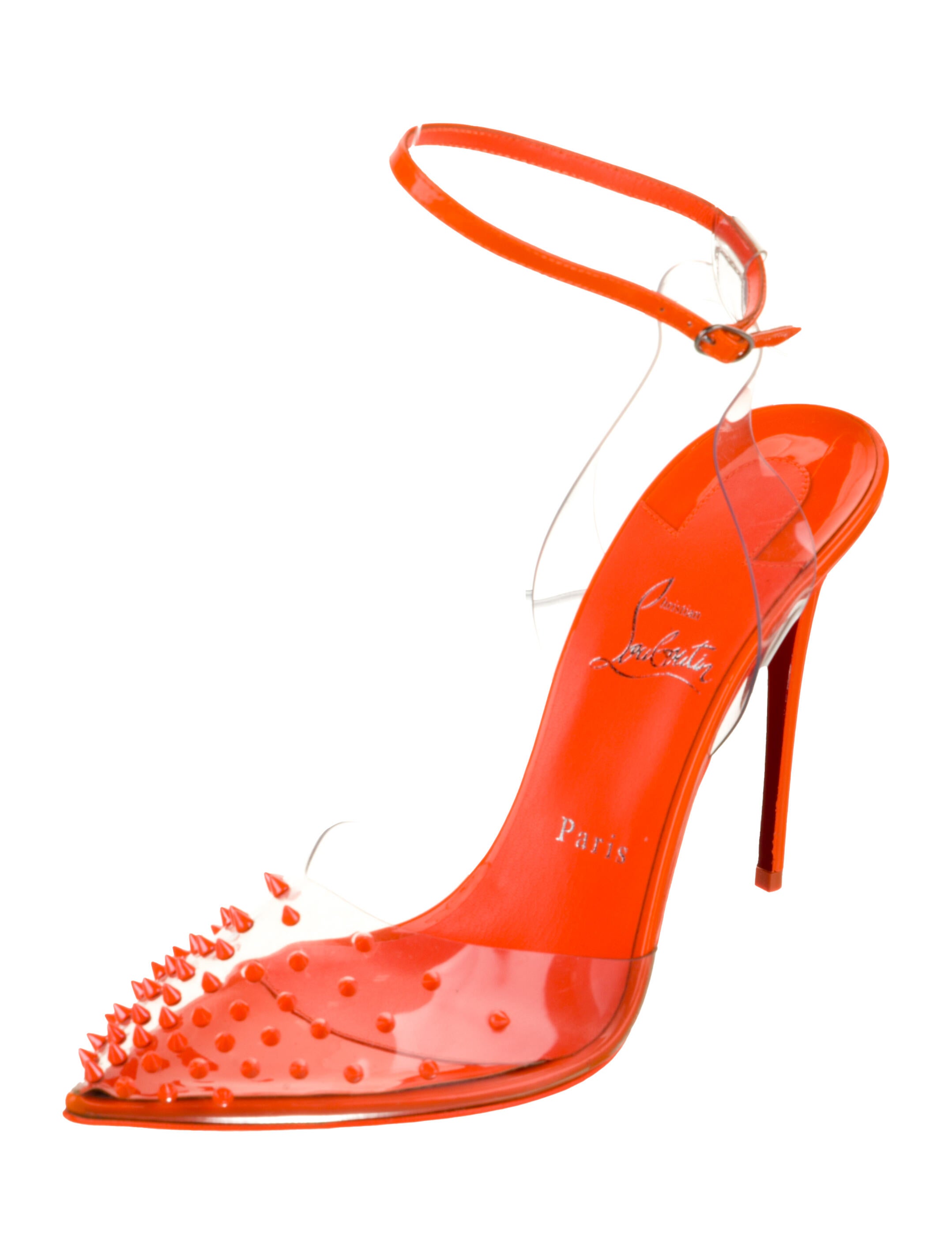Christian Louboutin PVC Studded Accents Slingback Pumps