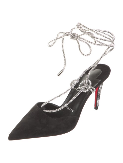 Christian Louboutin Suede Colorblock Pattern T-Strap Pumps