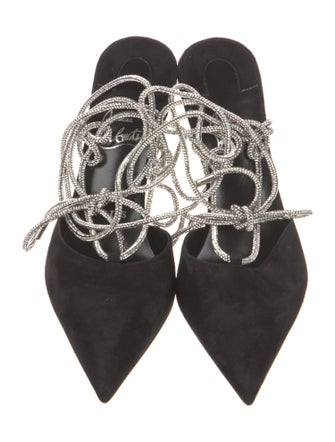 Christian Louboutin Suede Colorblock Pattern T-Strap Pumps