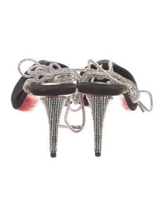 Christian Louboutin Suede Colorblock Pattern T-Strap Pumps