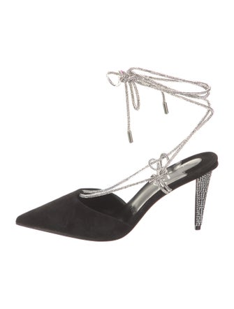 Christian Louboutin Suede Colorblock Pattern T-Strap Pumps