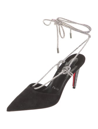 Christian Louboutin Suede Colorblock Pattern T-Strap Pumps