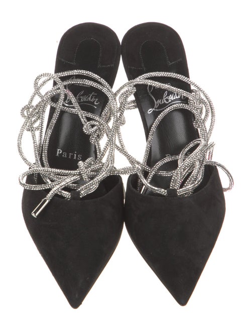 Christian Louboutin Suede Colorblock Pattern T-Strap Pumps