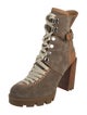 Christian Louboutin Suede Leather Trim Embellishment Combat Boots