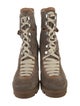 Christian Louboutin Suede Leather Trim Embellishment Combat Boots