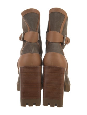 Christian Louboutin Suede Leather Trim Embellishment Combat Boots