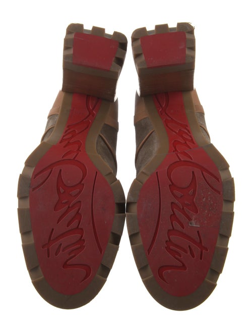 Christian Louboutin Suede Leather Trim Embellishment Combat Boots