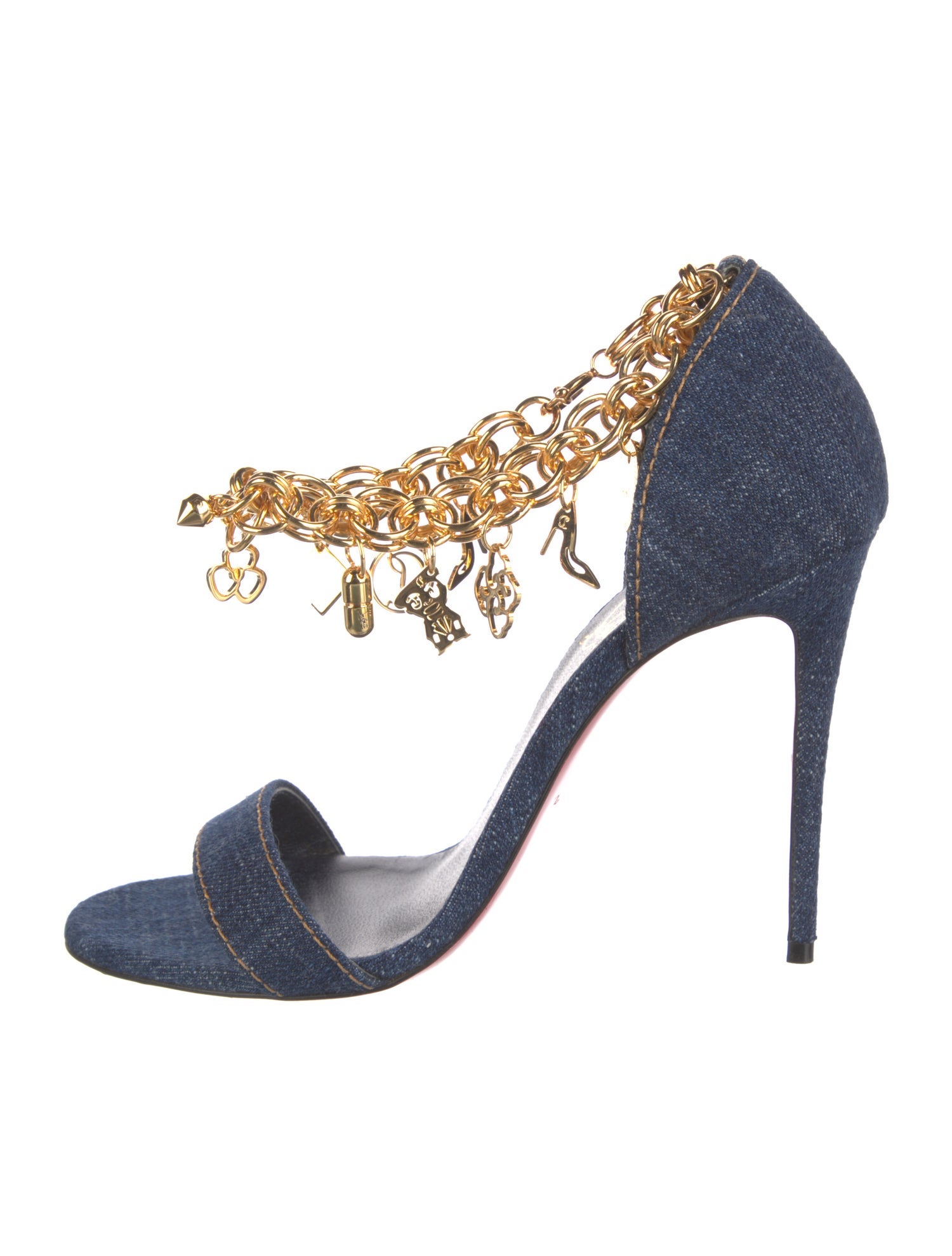 Christian Louboutin Denim Chain-Link Accents Pumps