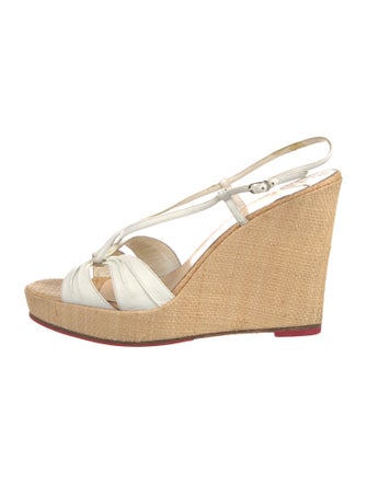 Christian Louboutin Leather Cutout Accent Slingback Sandals