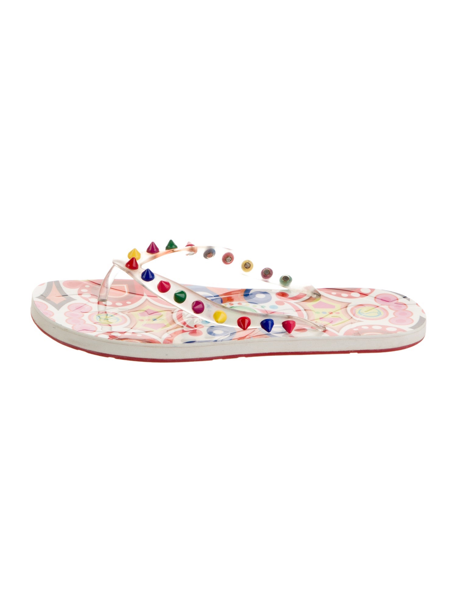 Christian Louboutin Spike Accents PVC Flip Flops