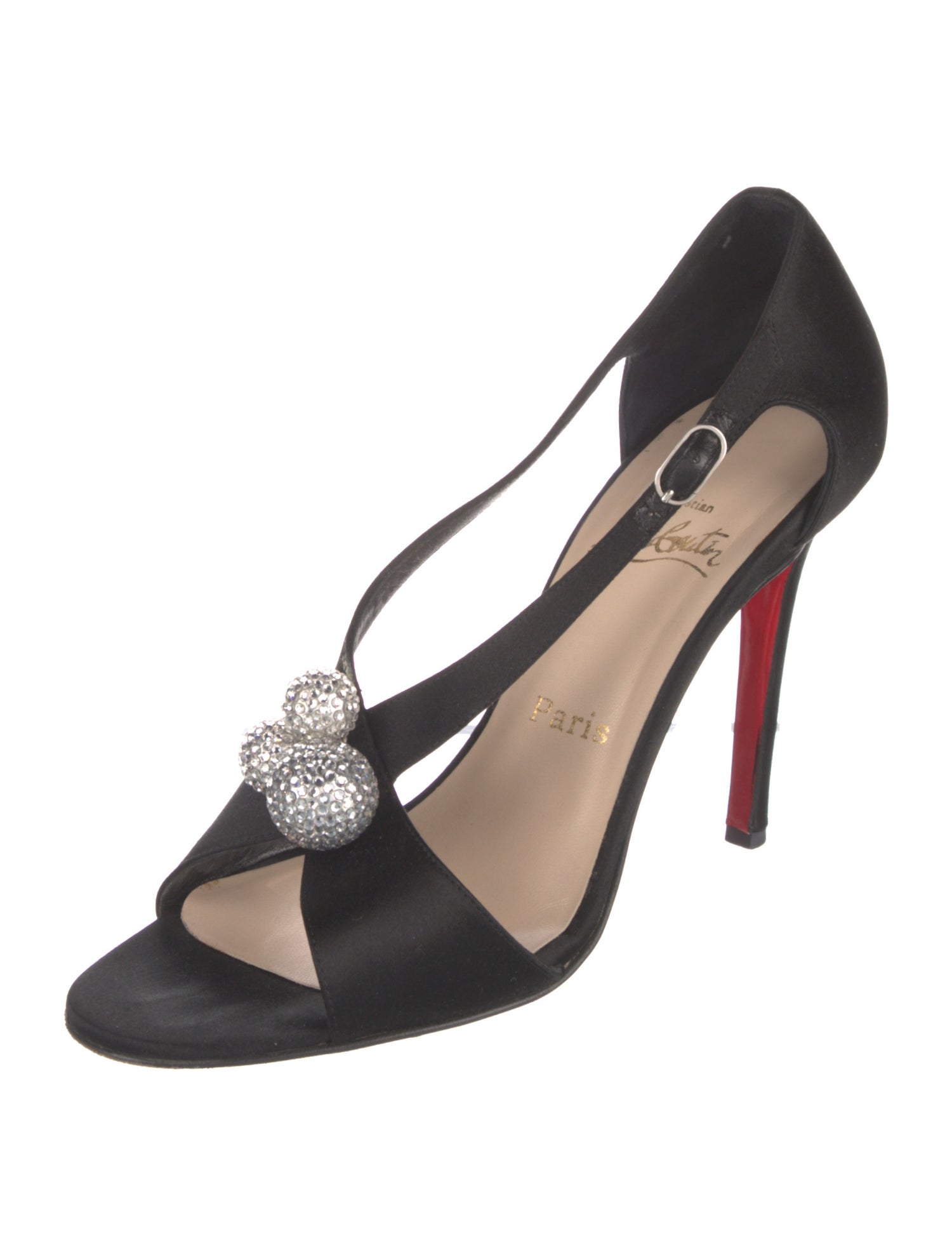 Christian Louboutin Satin Crystal Embellishments D'Orsay Pumps