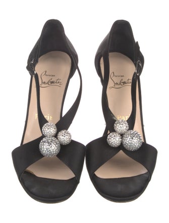 Christian Louboutin Satin Crystal Embellishments D'Orsay Pumps