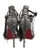 Christian Louboutin Patent Leather Fringe Trim Accent T-Strap Sandals