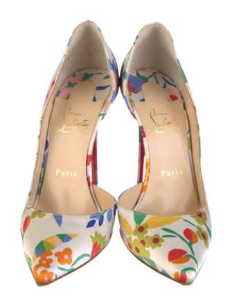 Christian Louboutin Satin Floral Print D'Orsay Pumps
